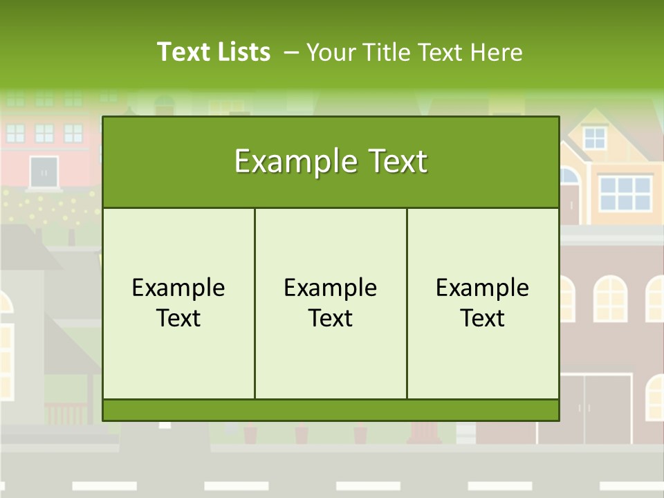 A City With Houses And A Street Light PowerPoint Template