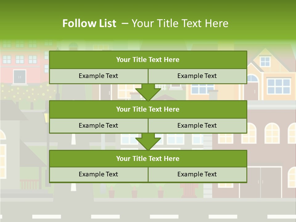 A City With Houses And A Street Light PowerPoint Template