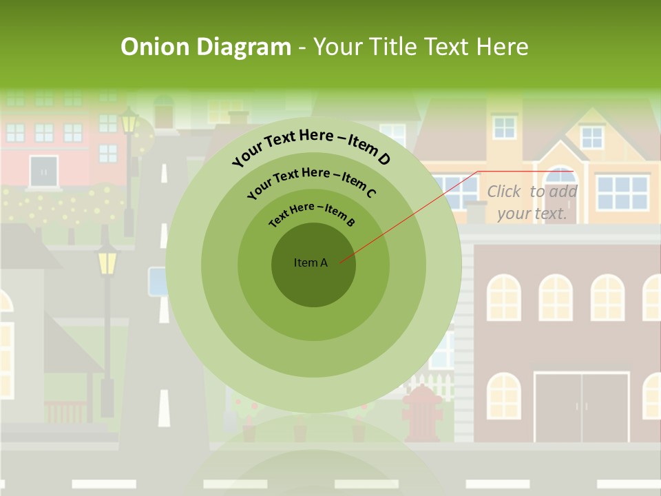 A City With Houses And A Street Light PowerPoint Template