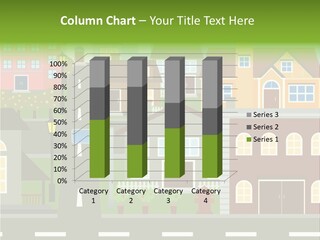 A City With Houses And A Street Light PowerPoint Template