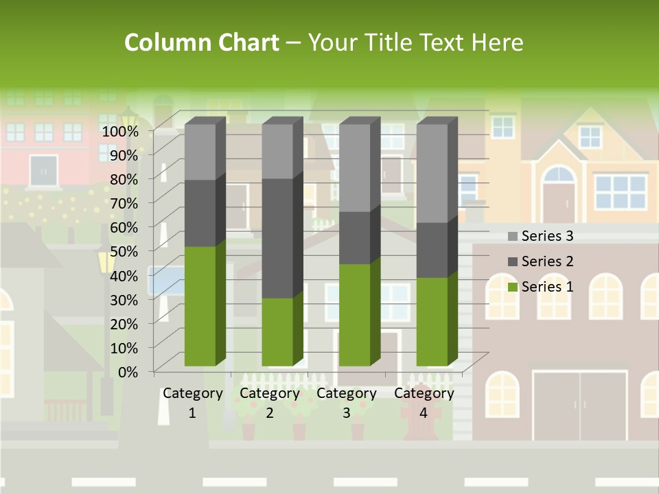A City With Houses And A Street Light PowerPoint Template