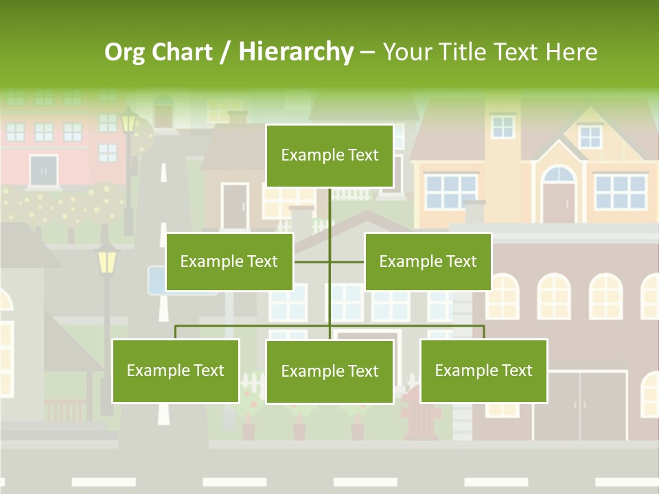 A City With Houses And A Street Light PowerPoint Template