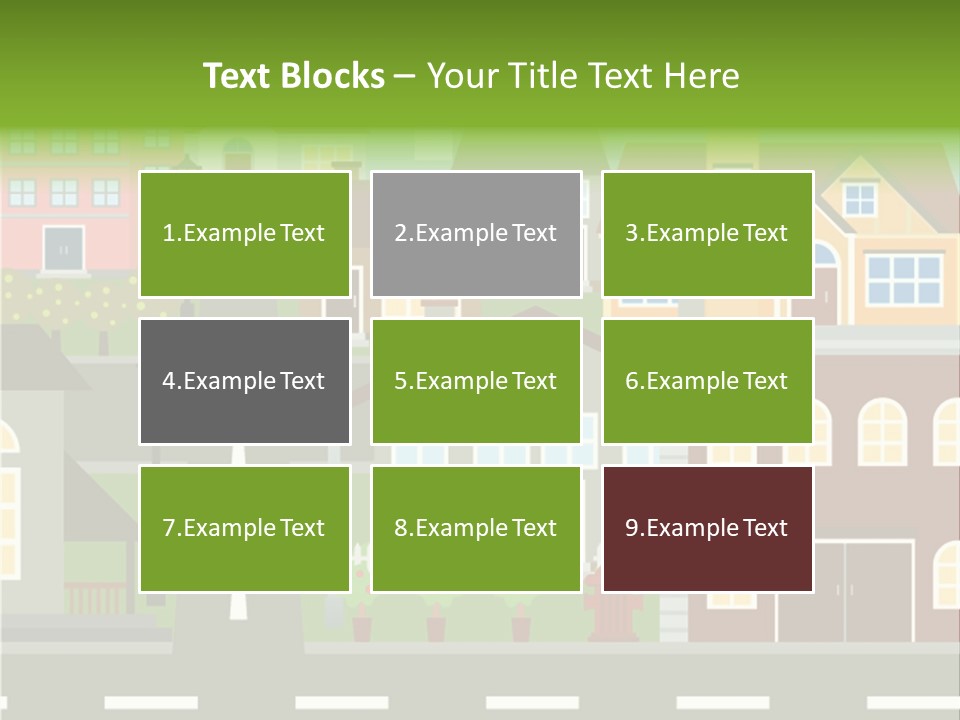 A City With Houses And A Street Light PowerPoint Template