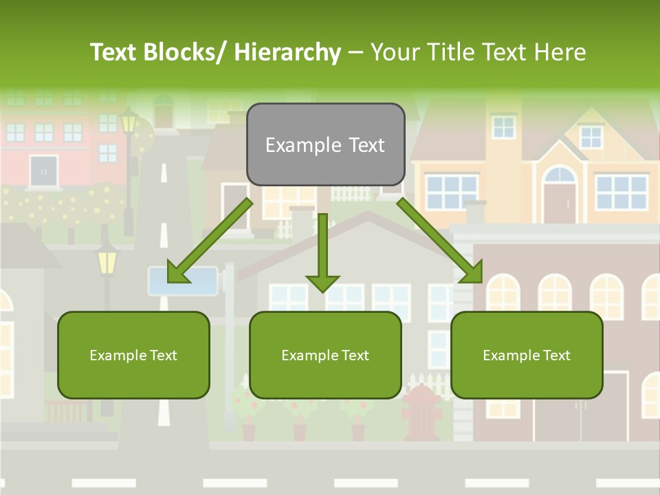 A City With Houses And A Street Light PowerPoint Template