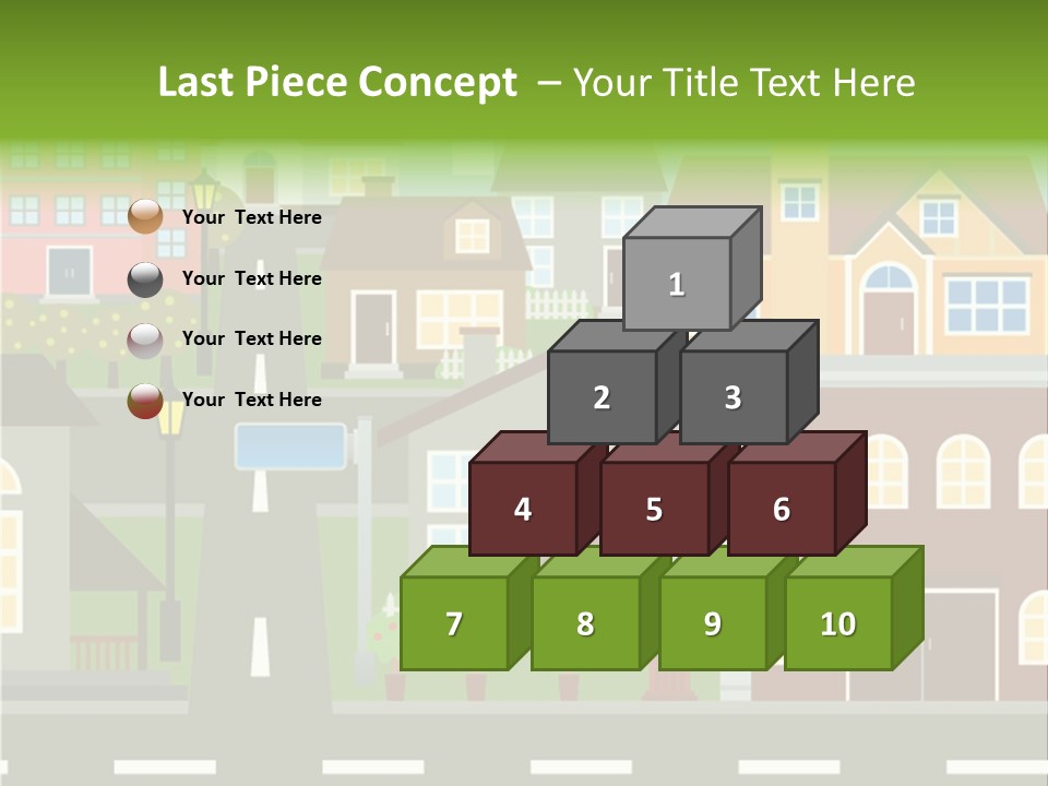 A City With Houses And A Street Light PowerPoint Template