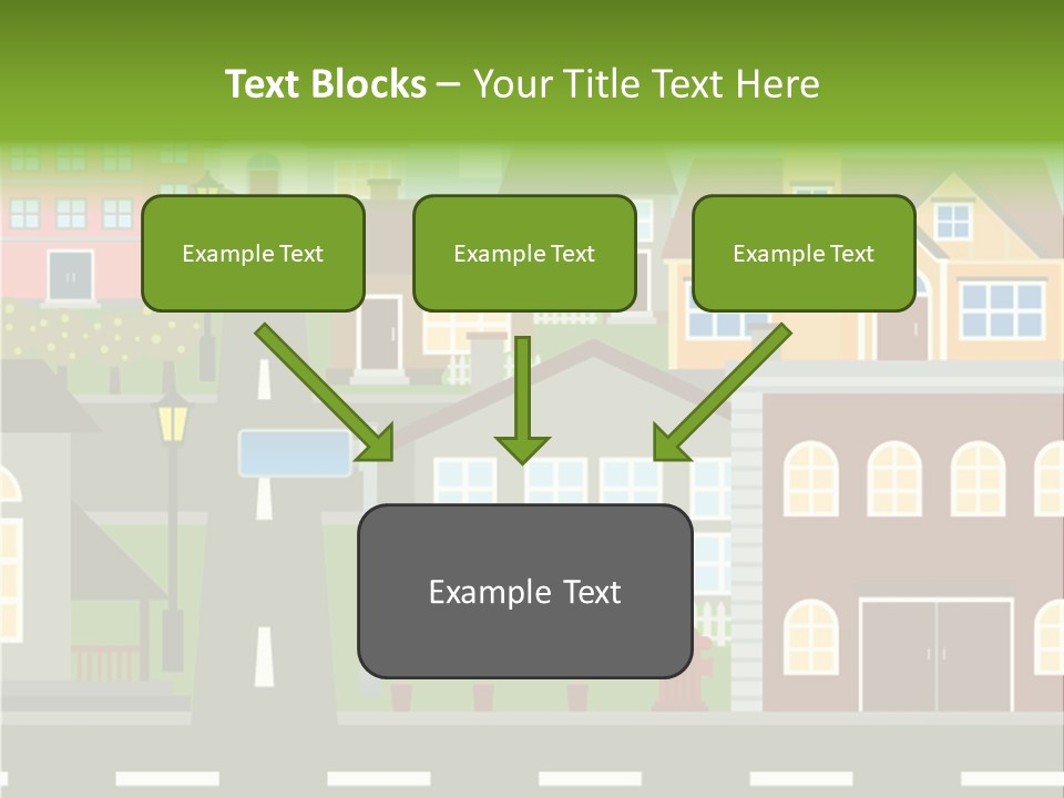 A City With Houses And A Street Light PowerPoint Template