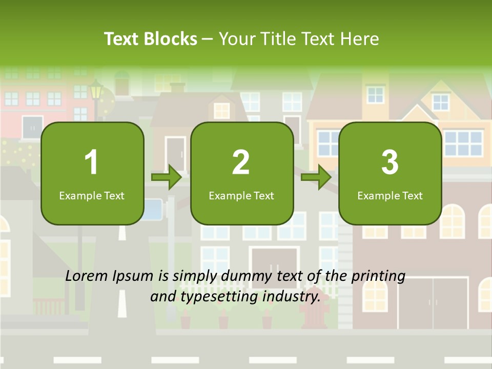 A City With Houses And A Street Light PowerPoint Template