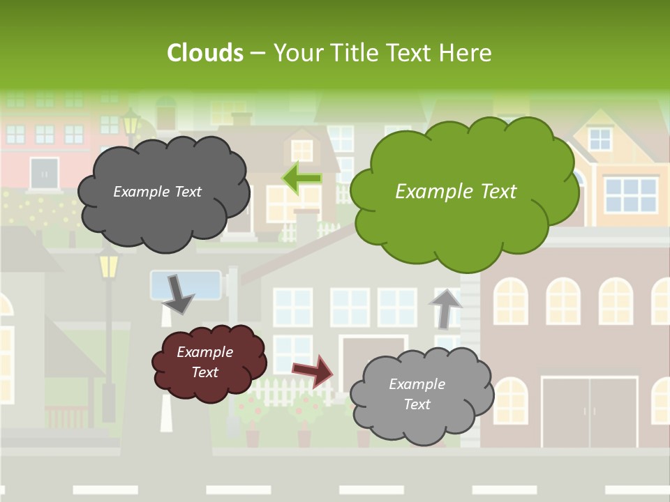 A City With Houses And A Street Light PowerPoint Template