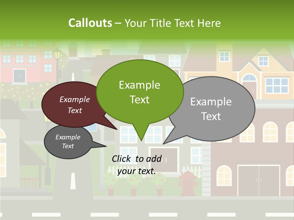 A City With Houses And A Street Light PowerPoint Template