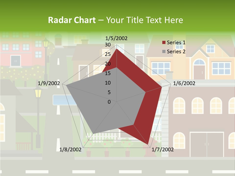 A City With Houses And A Street Light PowerPoint Template