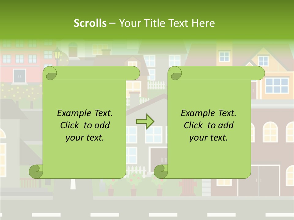 A City With Houses And A Street Light PowerPoint Template