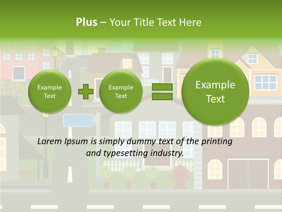 A City With Houses And A Street Light PowerPoint Template
