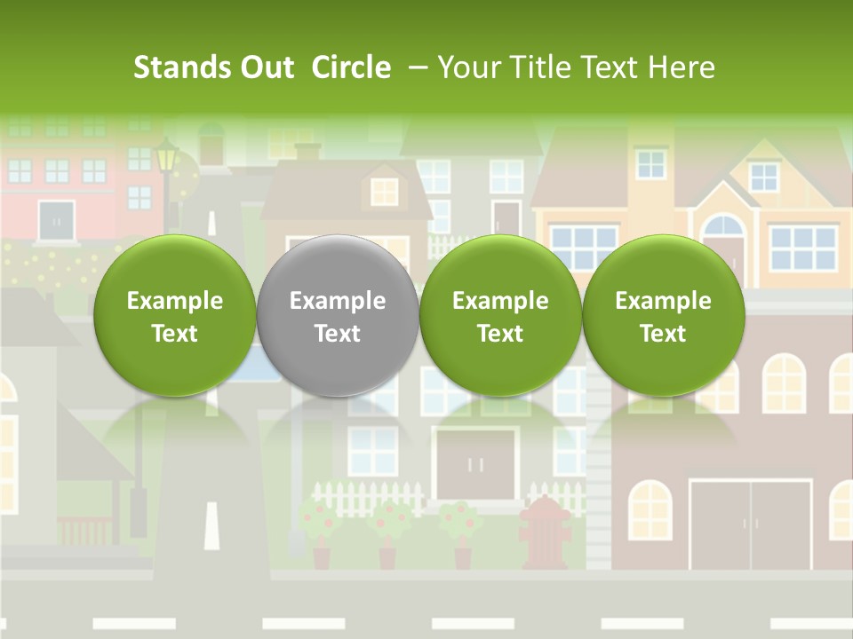 A City With Houses And A Street Light PowerPoint Template