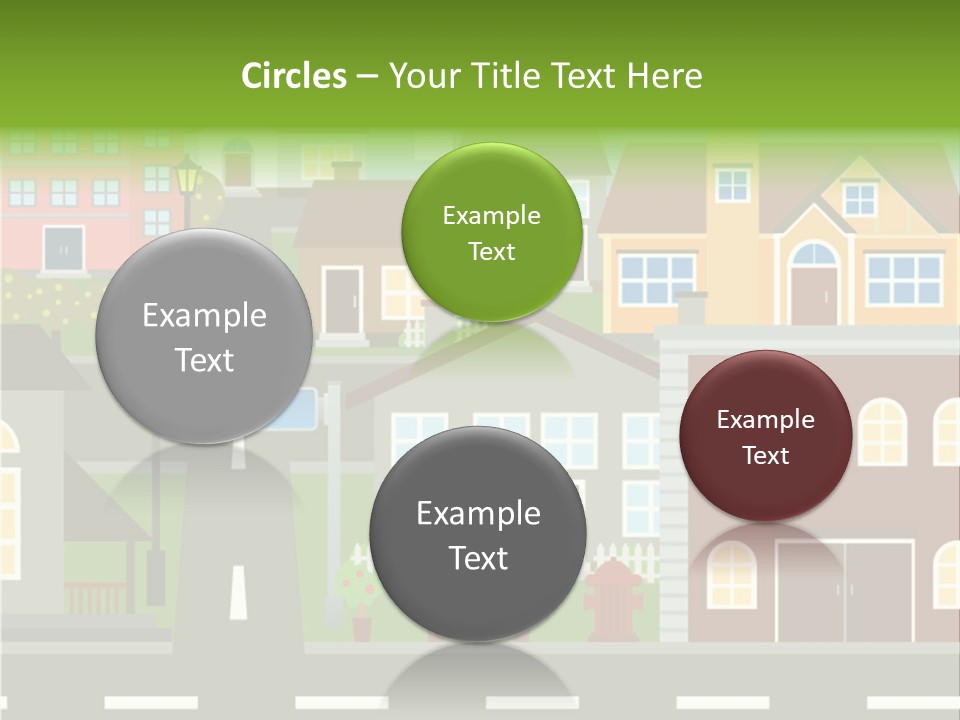 A City With Houses And A Street Light PowerPoint Template