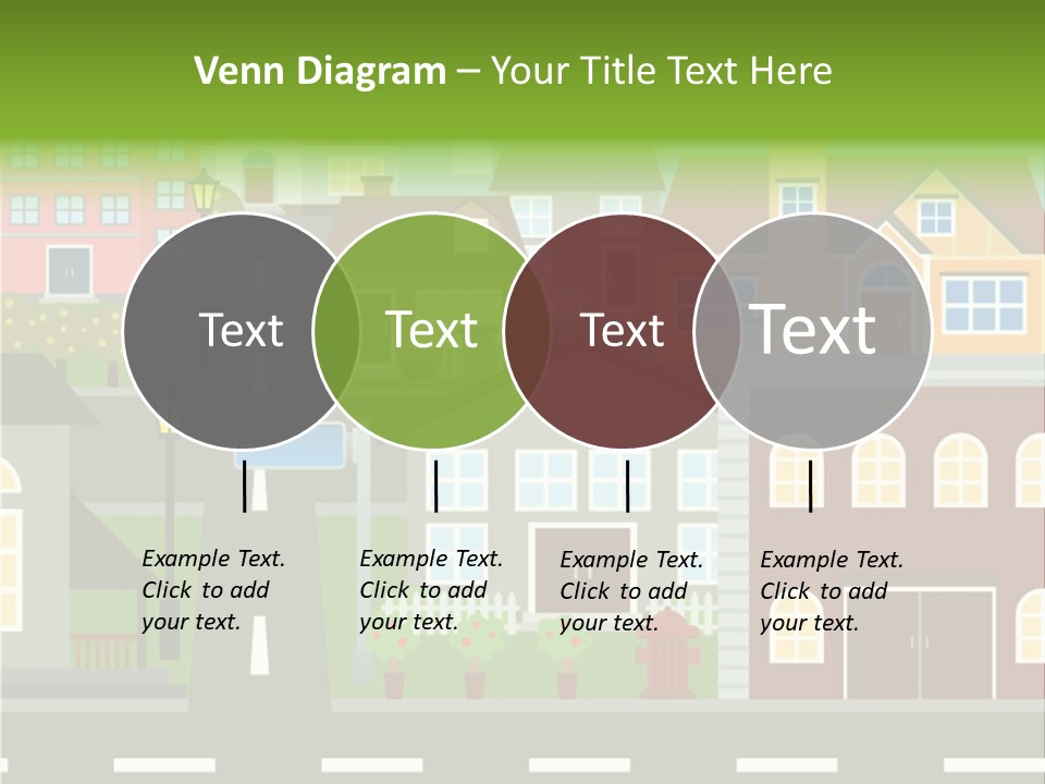 A City With Houses And A Street Light PowerPoint Template