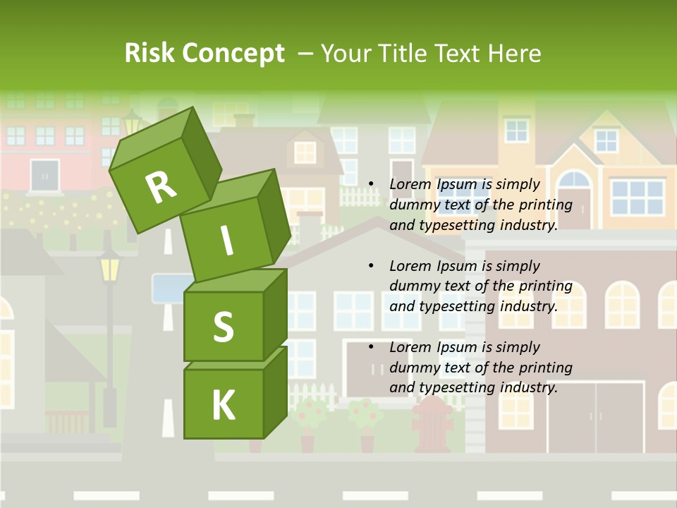 A City With Houses And A Street Light PowerPoint Template