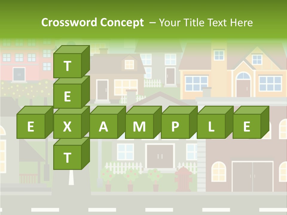 A City With Houses And A Street Light PowerPoint Template