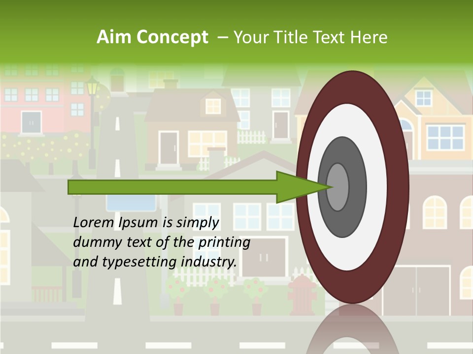 A City With Houses And A Street Light PowerPoint Template