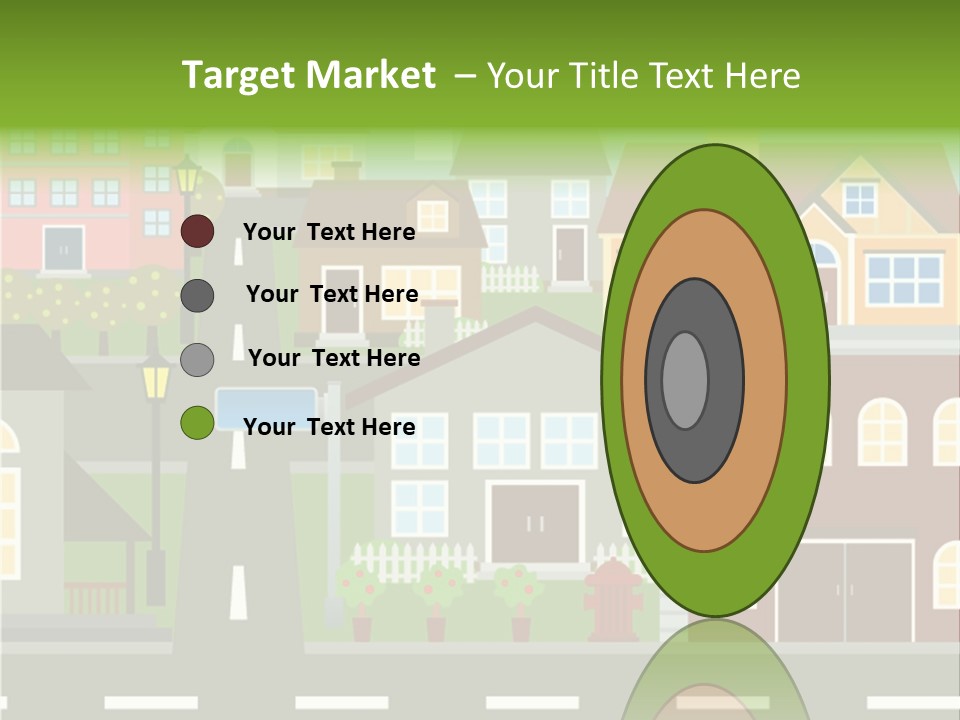 A City With Houses And A Street Light PowerPoint Template
