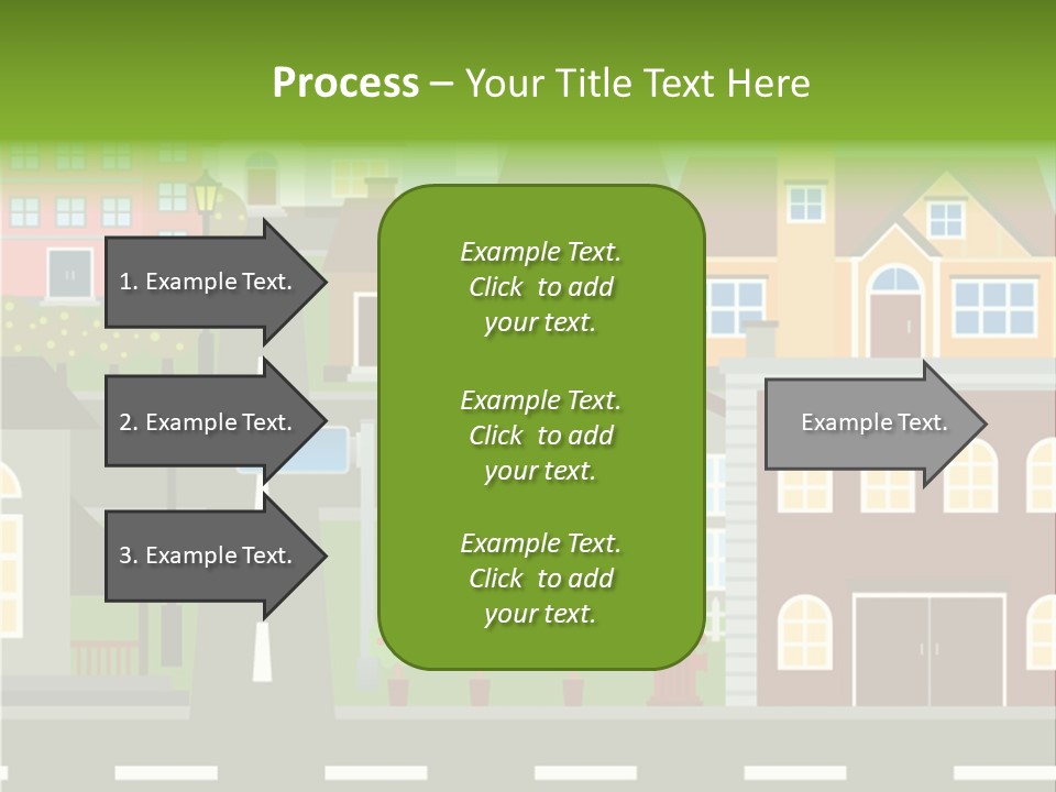 A City With Houses And A Street Light PowerPoint Template