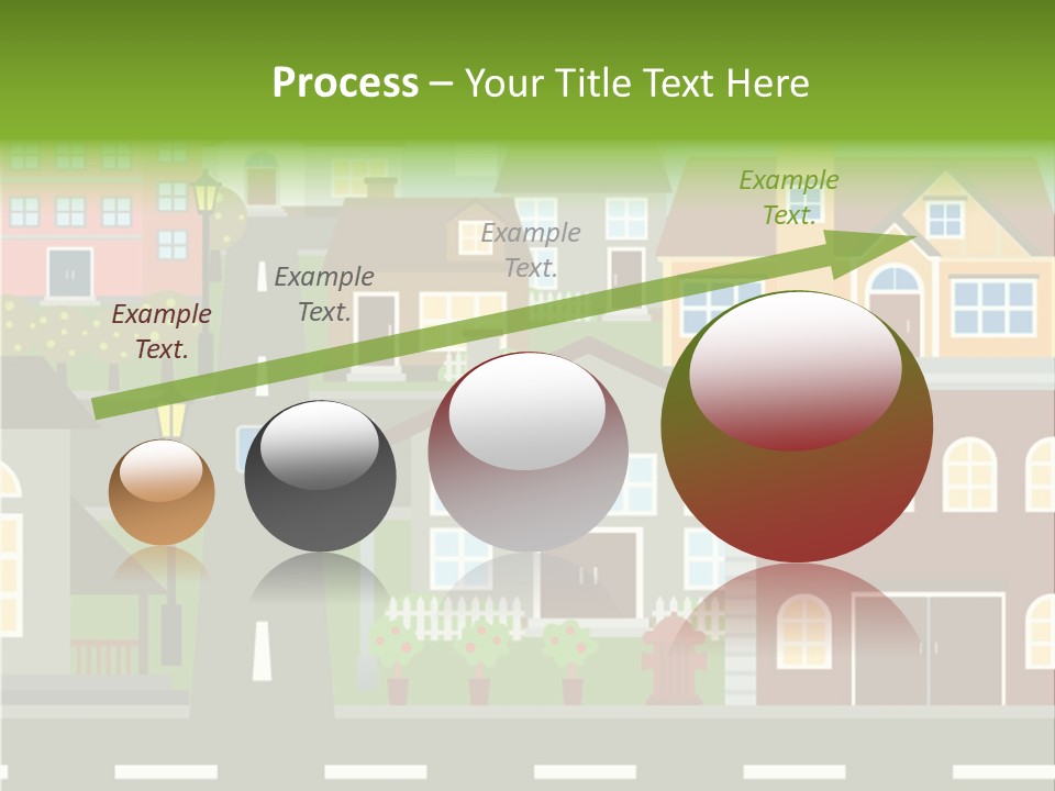 A City With Houses And A Street Light PowerPoint Template