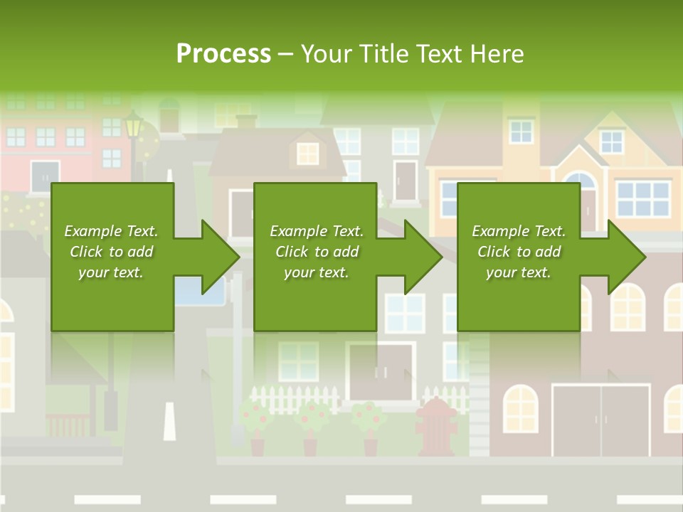 A City With Houses And A Street Light PowerPoint Template