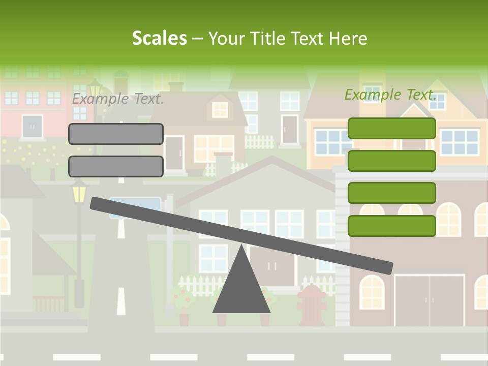 A City With Houses And A Street Light PowerPoint Template