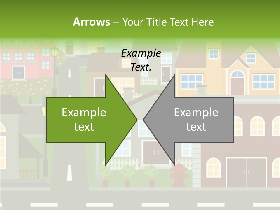 A City With Houses And A Street Light PowerPoint Template