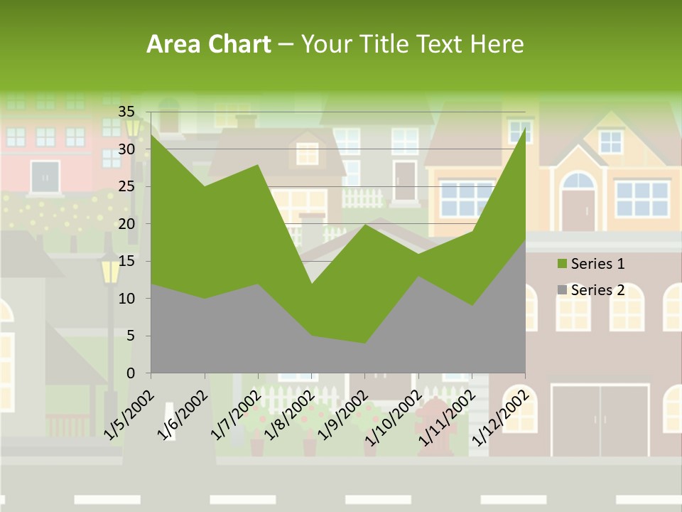 A City With Houses And A Street Light PowerPoint Template