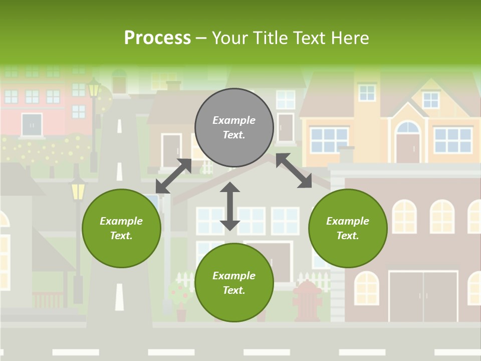 A City With Houses And A Street Light PowerPoint Template