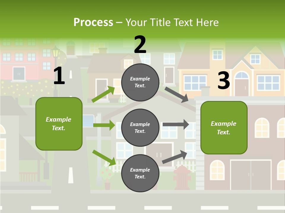 A City With Houses And A Street Light PowerPoint Template