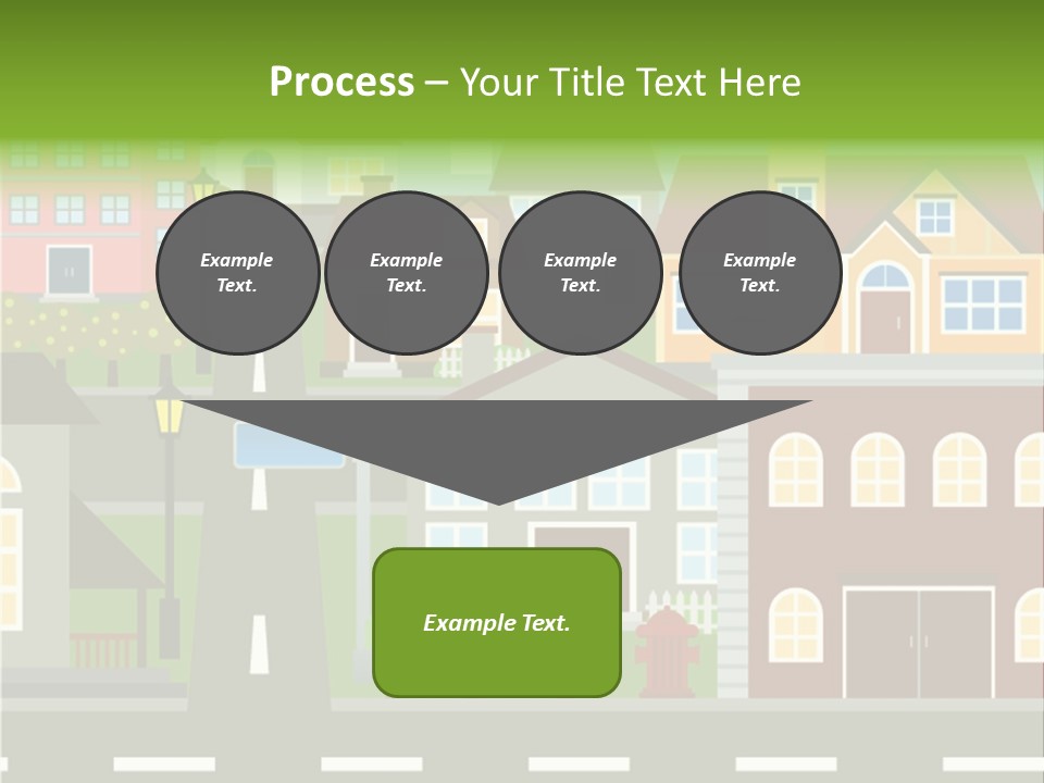 A City With Houses And A Street Light PowerPoint Template