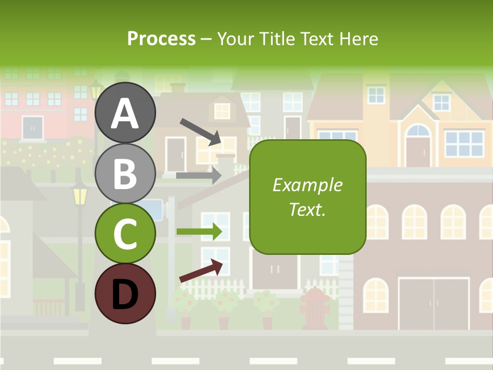 A City With Houses And A Street Light PowerPoint Template