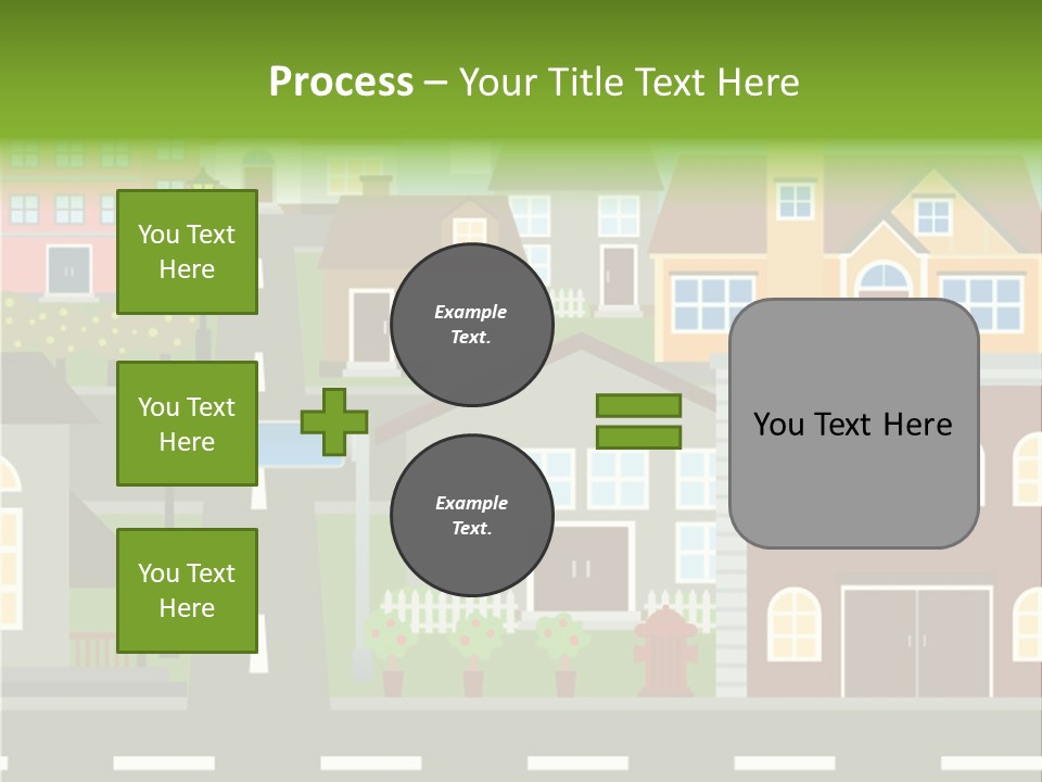 A City With Houses And A Street Light PowerPoint Template