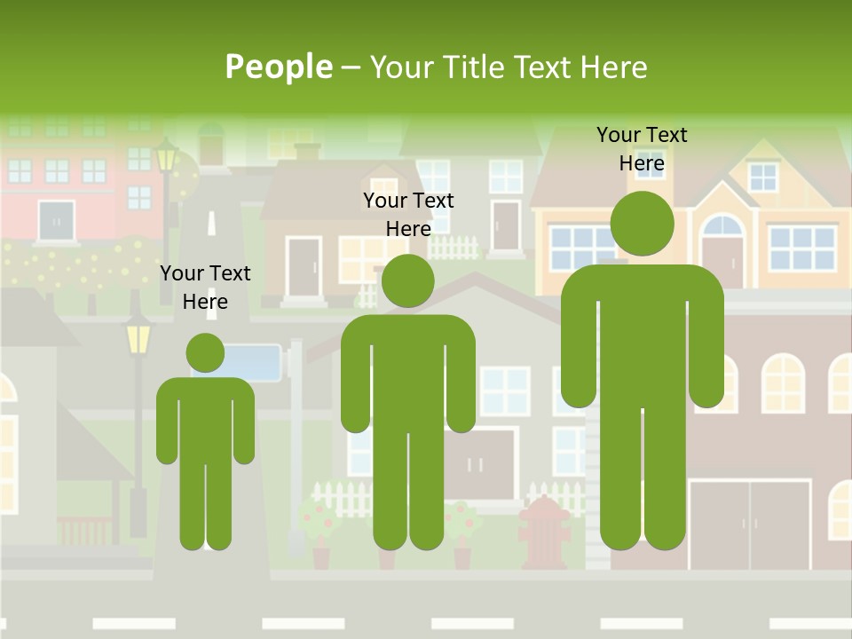 A City With Houses And A Street Light PowerPoint Template