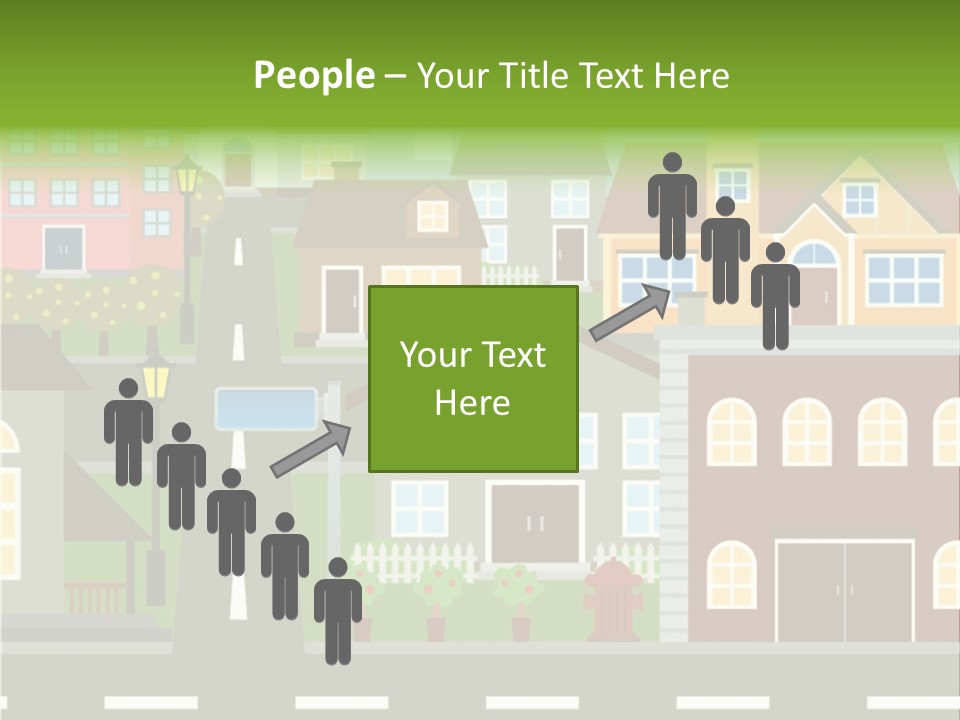 A City With Houses And A Street Light PowerPoint Template