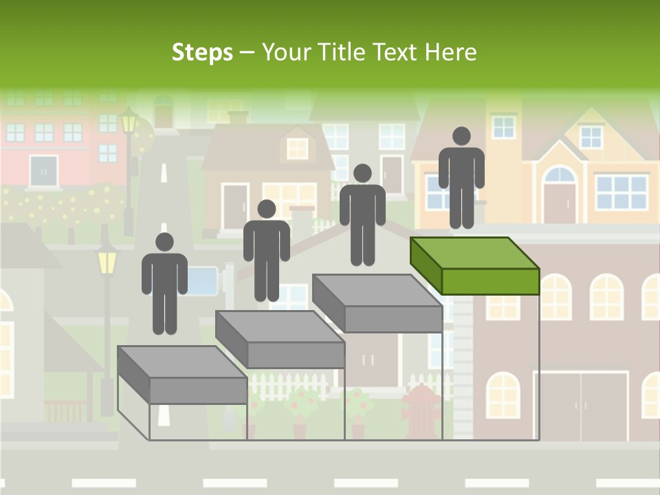 A City With Houses And A Street Light PowerPoint Template