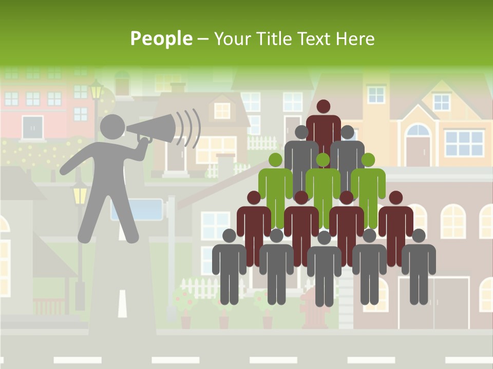 A City With Houses And A Street Light PowerPoint Template