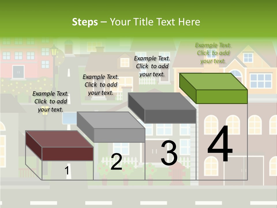 A City With Houses And A Street Light PowerPoint Template