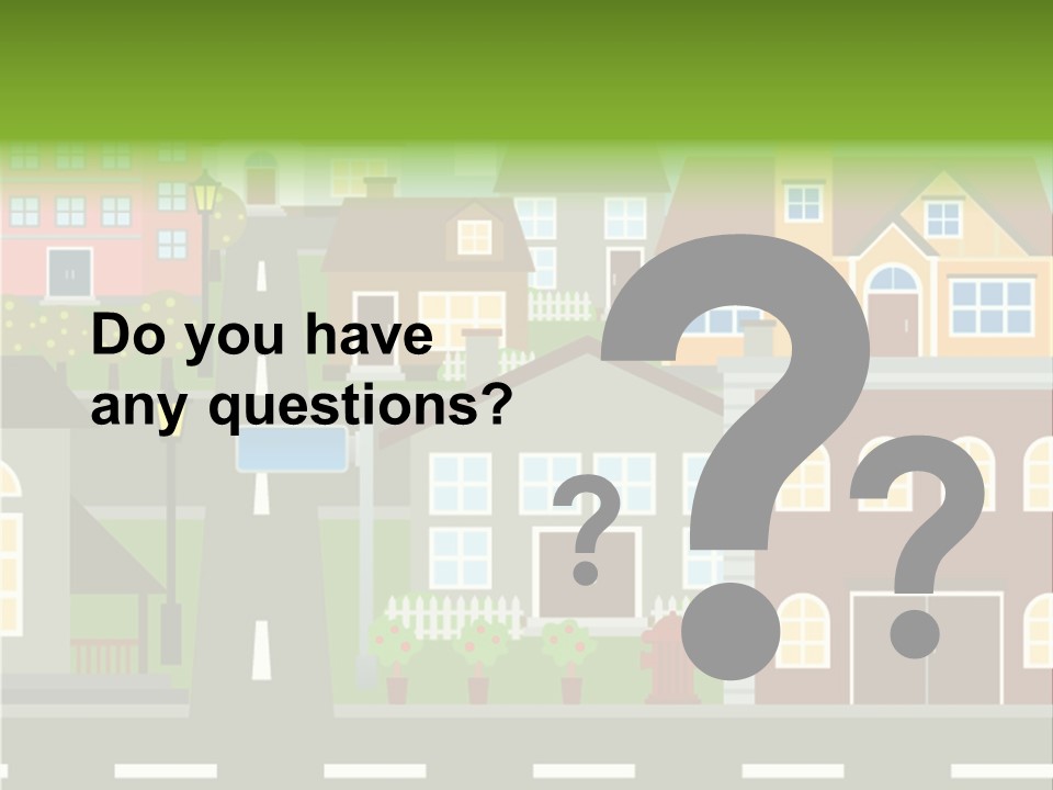 A City With Houses And A Street Light PowerPoint Template