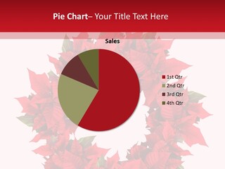 A Christmas Wreath With Poinsettis On A Red And White Background PowerPoint Template