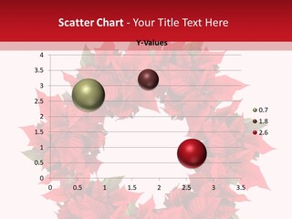 A Christmas Wreath With Poinsettis On A Red And White Background PowerPoint Template