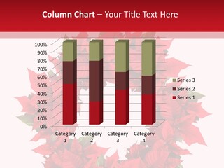 A Christmas Wreath With Poinsettis On A Red And White Background PowerPoint Template