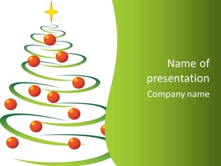 A Green Christmas Tree With Red Balls On It PowerPoint Template