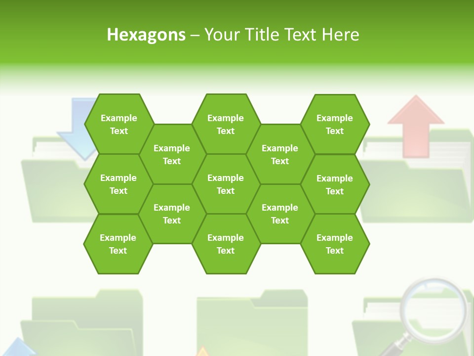 A Green Folder With A Magnifying Glass PowerPoint Template