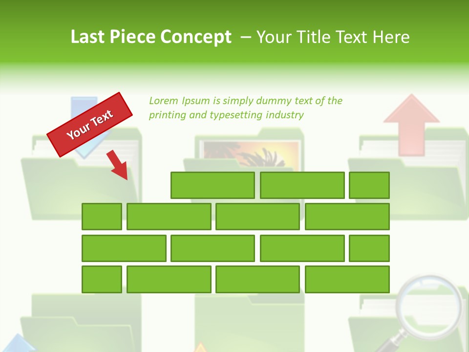A Green Folder With A Magnifying Glass PowerPoint Template