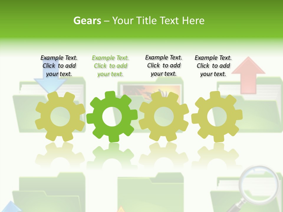 A Green Folder With A Magnifying Glass PowerPoint Template