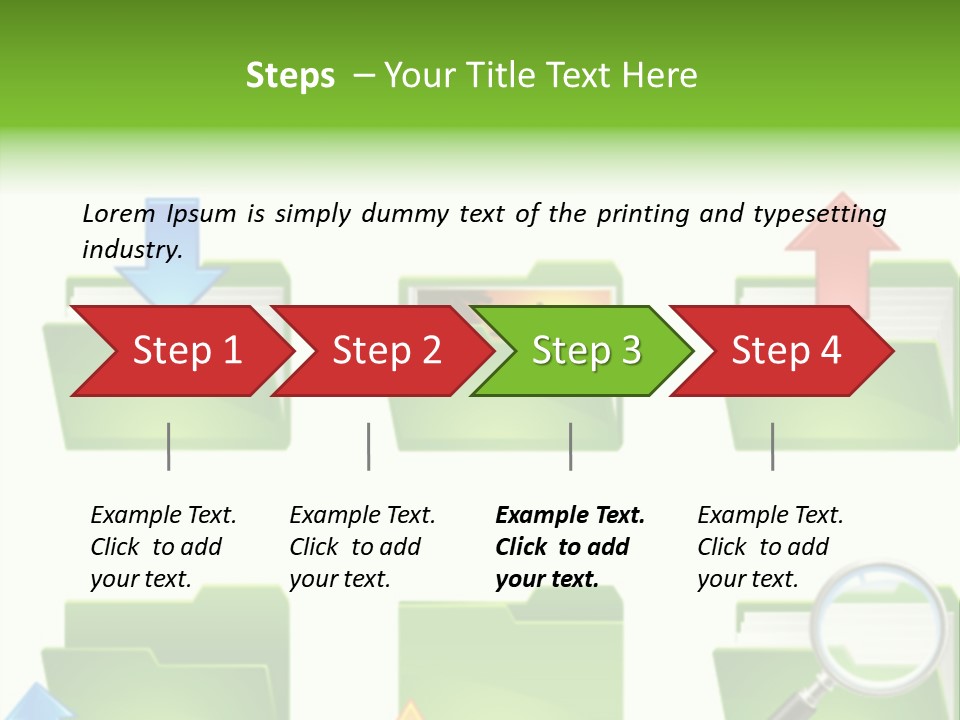 A Green Folder With A Magnifying Glass PowerPoint Template