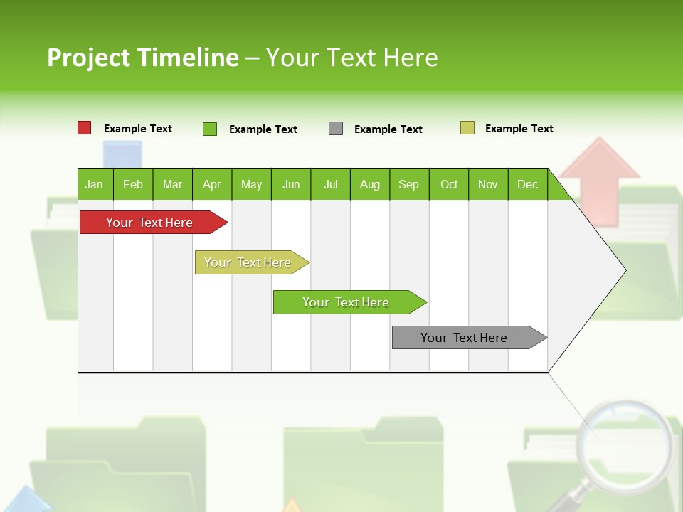 A Green Folder With A Magnifying Glass PowerPoint Template
