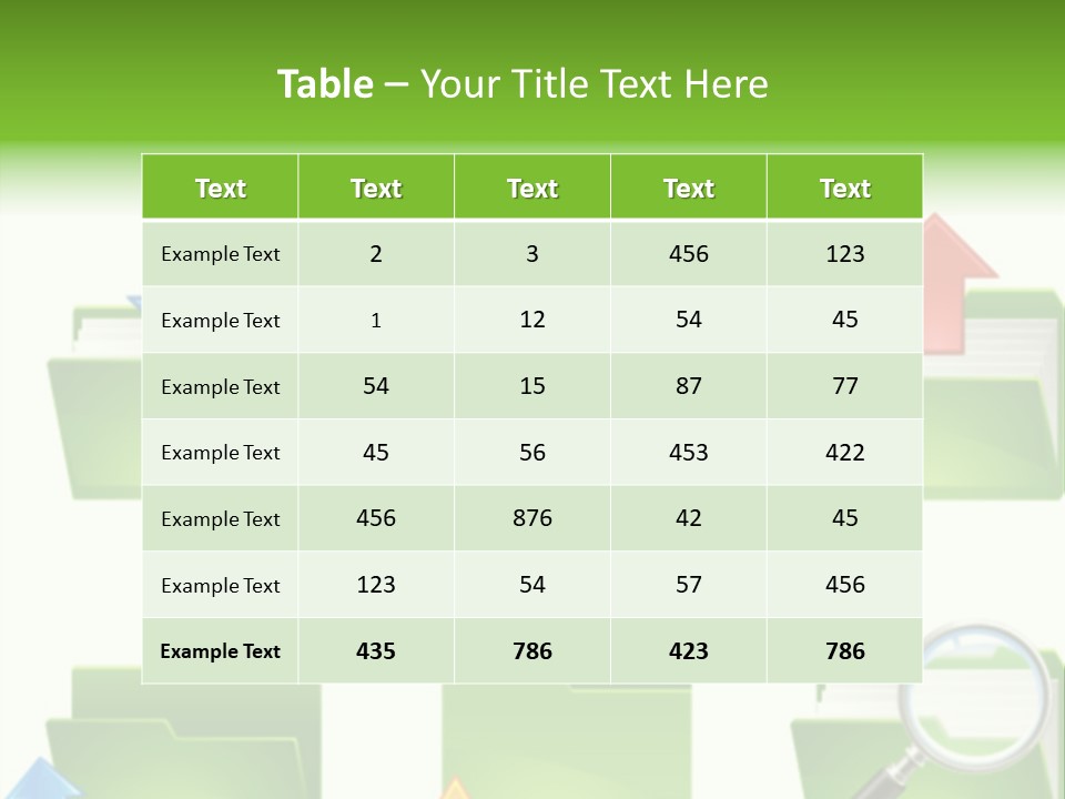 A Green Folder With A Magnifying Glass PowerPoint Template